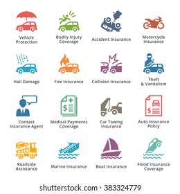 Vehicle Insurance Icons - Colored Series