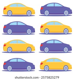 Vehicle insurance illustration set. Characters buying car, bicycle and motorbike insurance policy with full coverage and protection.