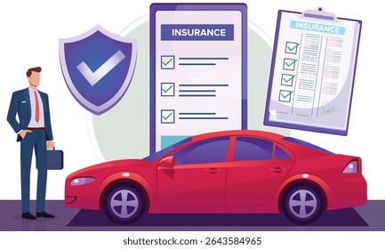 Vehicle insurance, status of your vehicle insurance policy concept illustration