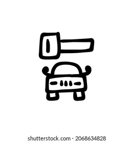 vehicle key icon in vector. Logotype - Doodle