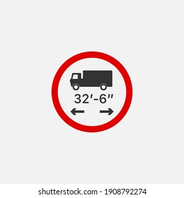 Vehicle length restriction sign icon. Traffic sign symbol modern, simple, vector, icon for website design, mobile app, ui. Vector Illustration