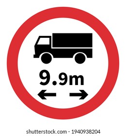 Icono de signo de restricción de longitud del vehículo.Vector. ESP10