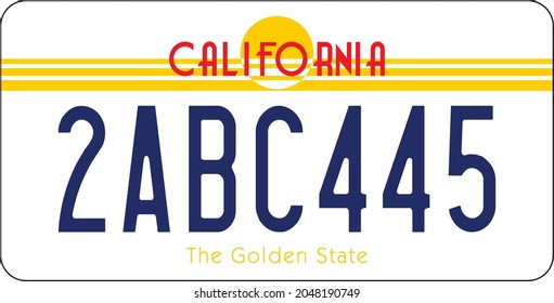vehicle licence plates marking in California in United States of America