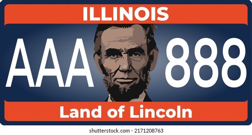 Vehicle licence plates marking in illinois in United States of America, Car plates.Vehicle license numbers of different American states. Vintage print for tee shirt graphics, sticker and poster design