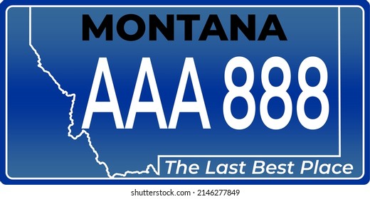 Vehicle licence plates marking in Montana in United States of America, Car plates. Vehicle license numbers of different American states. Vintage print for tee shirt graphics, sticker and poster design