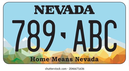 vehicle licence plates marking in Nevada in United States of America