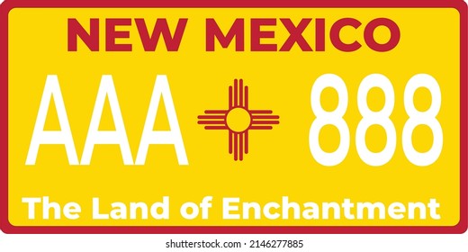 Vehicle licence plates marking in New Mexico in United States of America, Car plates.Vehicle license numbers of different American states.Vintage print for tee shirt graphics,sticker and poster design