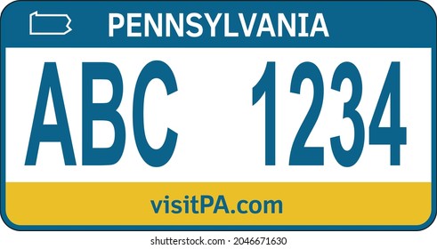 Vehicle Licence Plates Marking In Pennsylvania In United States Of America