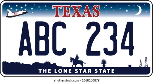 vehicle licence plates marking in Texas in United States of America