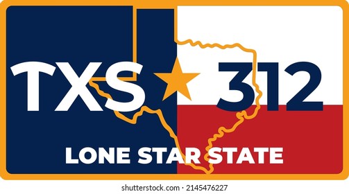Vehicle licence plates marking in Texas in United States of America, Car plates. Vehicle license numbers of different American states. Vintage print for tee shirt graphics, sticker and poster design