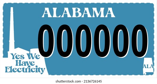 Vehicle license plates marking in Alabama in United States of America, Car plates. Vehicle license numbers of different American states. Vintage print for tee shirt graphics, sticker and poster design