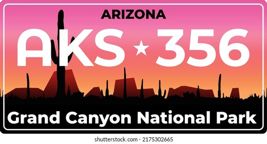 Vehicle license plates marking in Arizona in United States of America, Car plates.Vehicle license numbers of different American states.Vintage print for tee shirt graphics,sticker and poster design