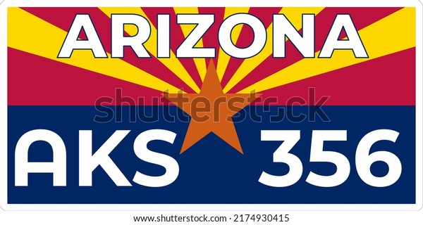 Vehicle license plates marking in Arizona in\
United States of America, Car plates.Vehicle license numbers of\
different American states.Vintage print for tee shirt\
graphics,sticker and poster\
design