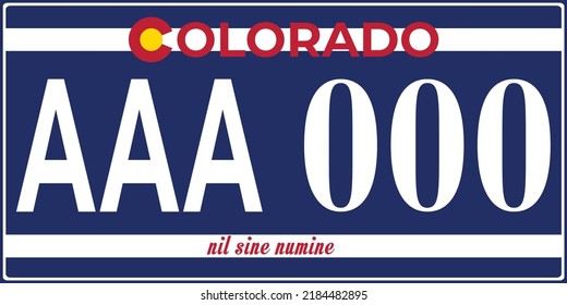 Vehicle license plates marking in Colorado in United States of America, Car plates.Vehicle license numbers of different American states.Vintage print for tee shirt graphics,sticker and poster