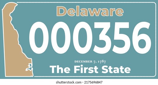 Vehicle license plates marking in Delaware in United States of America, Car plates.Vehicle license numbers of different American states.Vintage print for tee shirt graphics,sticker and poster design