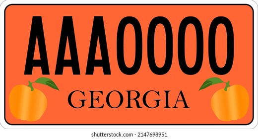 Vehicle license plates marking in Georgia in United States of America, Car plates.Vehicle license numbers of different American states.Vintage print for tee shirt graphics,sticker and poster design