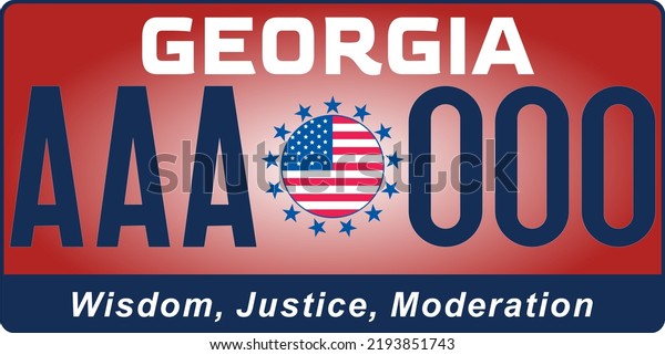 Vehicle license plates marking in Georgia in\
United States of America, Car plates. Vehicle license numbers of\
different American states. Vintage print for tee shirt\
graphics,sticker and\
poster