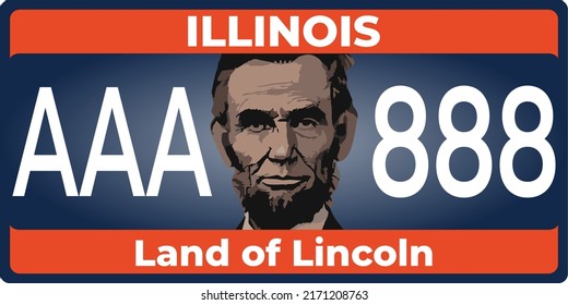 Vehicle license plates marking in illinois in United States of America, Car plates.Vehicle license numbers of different American states. Vintage print for tee shirt graphics, sticker and poster design