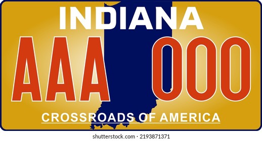 Vehicle license plates marking in Indiana in United States of America, Car plates. Vehicle license numbers of different American states. Vintage print for tee shirt graphics,sticker and poster