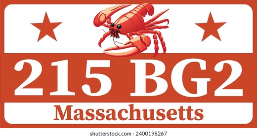 Vehicle license plates marking in Massachusetts in United States of America, Car plates.Vehicle license numbers of different American states.Vintage print for tee shirt graphics,sticker and poster