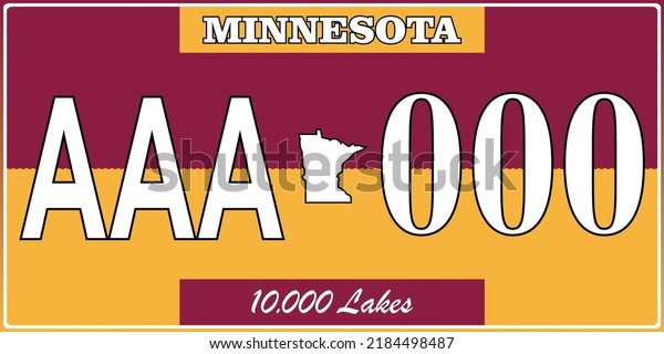 Vehicle license plates marking in Minnesota in\
United States of America, Car plates.Vehicle license numbers of\
different American states.Vintage print for tee shirt\
graphics,sticker and\
poster