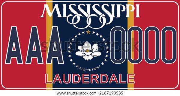 Vehicle license plates marking in Mississippi in\
United States of America, Car plates.Vehicle license numbers of\
different American states.Vintage print for tee shirt\
graphics,sticker and\
poster