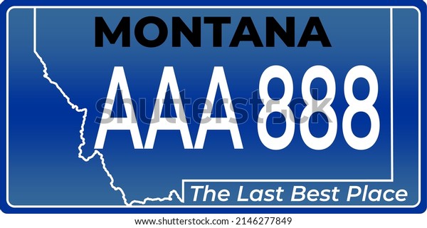 Vehicle license plates marking in Montana in\
United States of America, Car plates. Vehicle license numbers of\
different American states. Vintage print for tee shirt graphics,\
sticker and poster\
design