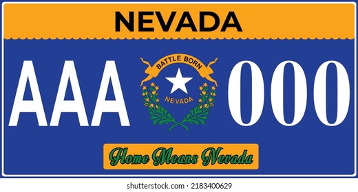 Vehicle license plates marking in Nevada in United States of America, Car plates.Vehicle license numbers of different American states.Vintage print for tee shirt graphics,sticker and poster