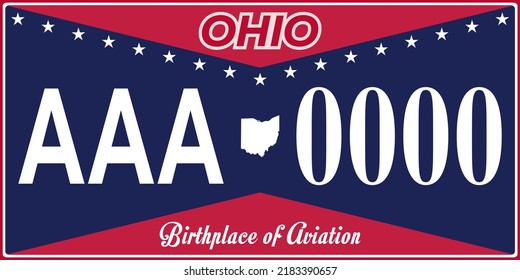 Vehicle license plates marking in Ohio in United States of America, Car plates.Vehicle license numbers of different American states.Vintage print for tee shirt graphics,sticker and poster