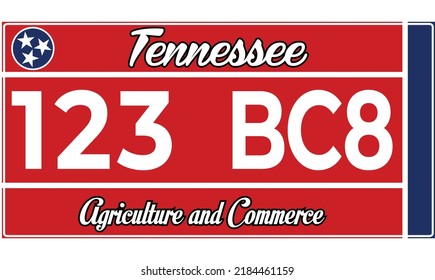 Vehicle license plates marking in Tennessee in United States of America, Car plates.Vehicle license numbers of different American states.Vintage print for tee shirt graphics,sticker and poster