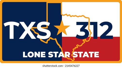 Vehicle license plates marking in Texas in United States of America, Car plates. Vehicle license numbers of different American states. Vintage print for tee shirt graphics, sticker and poster design