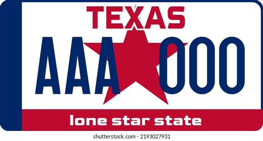 Vehicle license plates marking in Texas in United States of America, Car plates.Vehicle license numbers of different American states.Vintage print for tee shirt graphics,sticker and poster