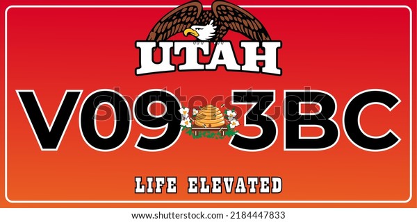 Vehicle\
license plates marking in Utah in United States of America, Car\
plates.Vehicle license numbers of different American states.Vintage\
print for tee shirt graphics,sticker and\
poster