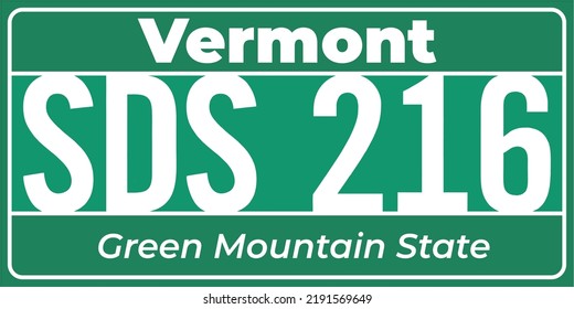 Vehicle license plates marking in Vermont in United States of America, Car plates. Vehicle license numbers of different American states. Vintage print for tee shirt graphics,sticker and poster