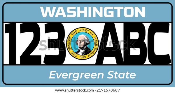 Vehicle license plates marking in Washington  in\
United States of America, Car plates. Vehicle license numbers of\
different American states. Vintage print for tee shirt\
graphics,sticker and\
poster