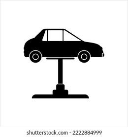 Vehicle Lifting Platform Icon, Vehicle Lifting Platform Used For Repair, Service, Washing Vector Art Illustration