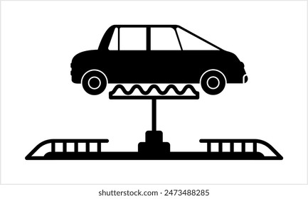 Vehicle Lifting Platform Icon, Vehicle Lifting Platform Used For Repair, Service, Washing Vector Art Illustration