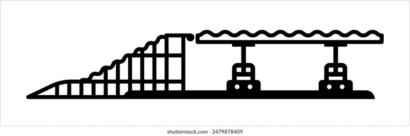 Vehicle Lifting Platform Icon, Vehicle Lifting Platform Used For Repair, Service, Washing Vector Art Illustration