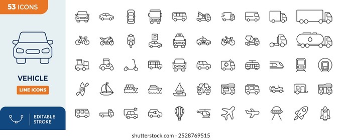 Vehicle Line Editable Icon set	
