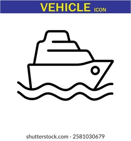 Vehicle Line Editable Icon. Vector illustration in modern thin line style of transport icons types: taxi, train, helicopter, bus, ship, plane, tram and more.EPS 10.