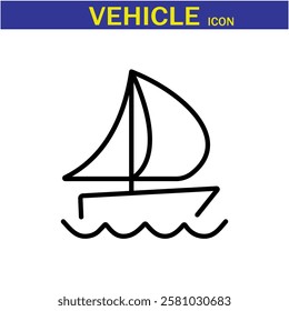 Vehicle Line Editable Icon. Vector illustration in modern thin line style of transport icons types: taxi, train, helicopter, bus, ship, plane, tram and more.EPS 10.