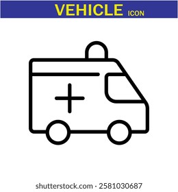 Vehicle Line Editable Icon. Vector illustration in modern thin line style of transport icons types: taxi, train, helicopter, bus, ship, plane, tram and more.EPS 10.
