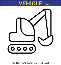 Vehicle Line Editable Icon. Vector illustration in modern thin line style of transport icons types: taxi, train, helicopter, bus, ship, plane, tram and more.EPS 10.
