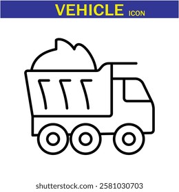 Vehicle Line Editable Icon. Vector illustration in modern thin line style of transport icons types: taxi, train, helicopter, bus, ship, plane, tram and more.EPS 10.