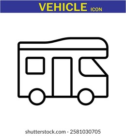 Vehicle Line Editable Icon. Vector illustration in modern thin line style of transport icons types: taxi, train, helicopter, bus, ship, plane, tram and more.EPS 10.