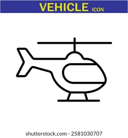 Vehicle Line Editable Icon. Vector illustration in modern thin line style of transport icons types: taxi, train, helicopter, bus, ship, plane, tram and more.EPS 10.