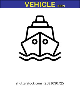 Vehicle Line Editable Icon. Vector illustration in modern thin line style of transport icons types: taxi, train, helicopter, bus, ship, plane, tram and more.EPS 10.