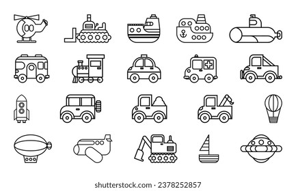 Vehicle Line Icon Element Set