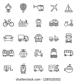Vehicle line icons on white background, stock vector
