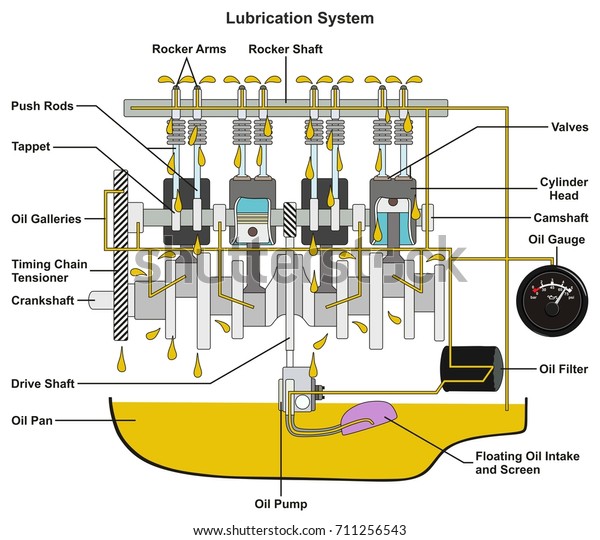 Vehicle Lubrication System Infographic Diagram Showing